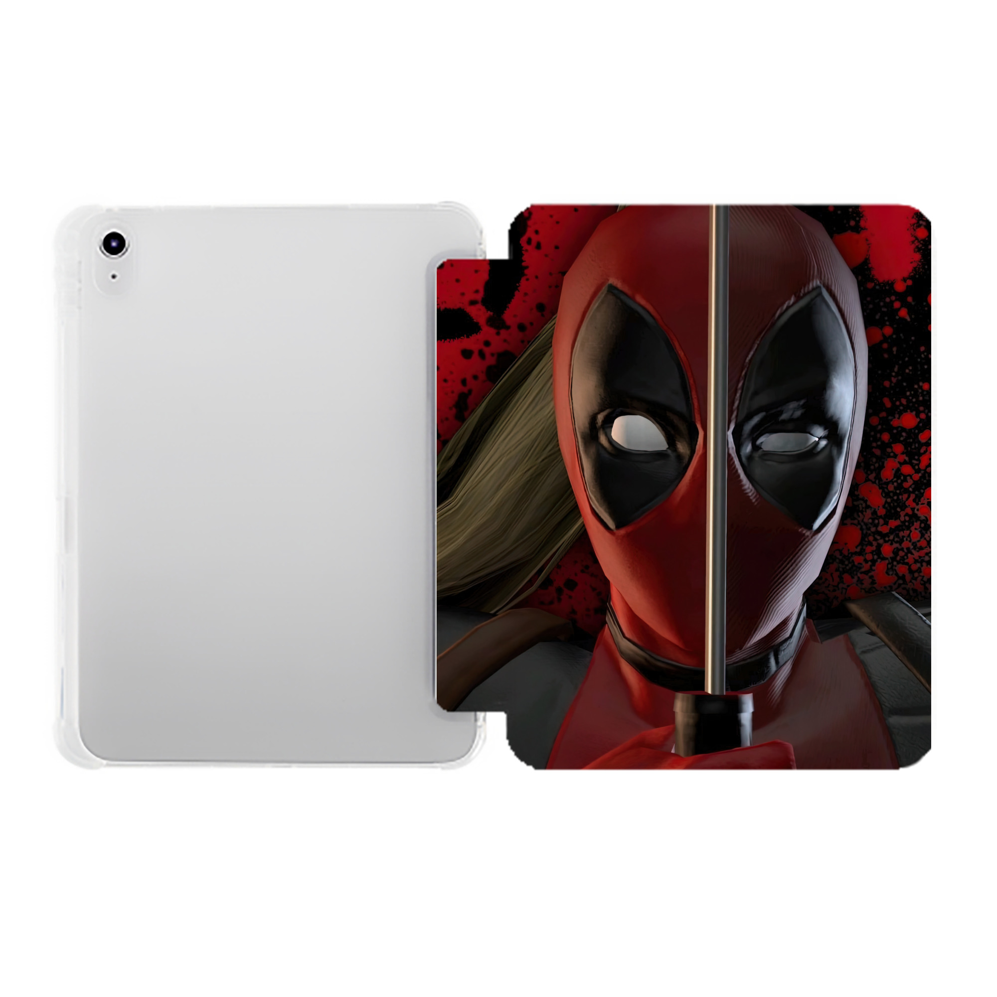 （画像用） Deadpool デッドプール IPad ケース ペン収納付き 三つ折りスタンド PUレザー×シリコン 対応機種9.5/10.5/10.9インチ